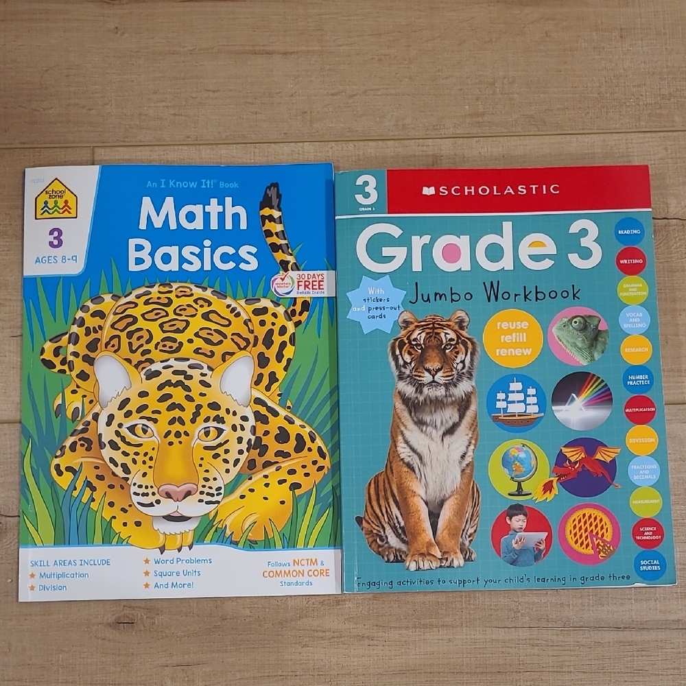 Scholastic Grade 3 And School Zone Math Basics 3 Workbooks